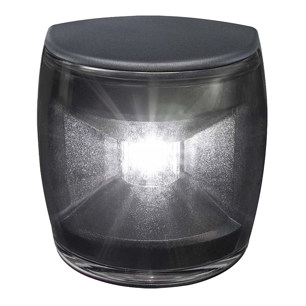 Hella Marine NaviLED PRO stern navigation light with black shroud, 2 nautical miles visibility, for marine vessels.