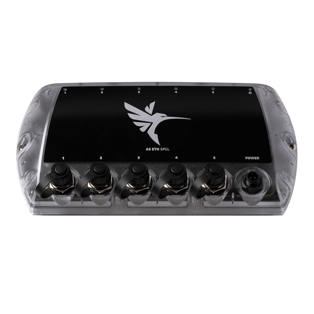 Humminbird AS-ETH-5PGL 5-port Ethernet switch for marine electronics, accessories, and networking connectivity.