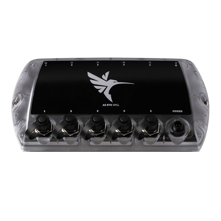 Humminbird AS-ETH-5PGL 5-port Ethernet switch for marine electronics, accessories, and networking connectivity.