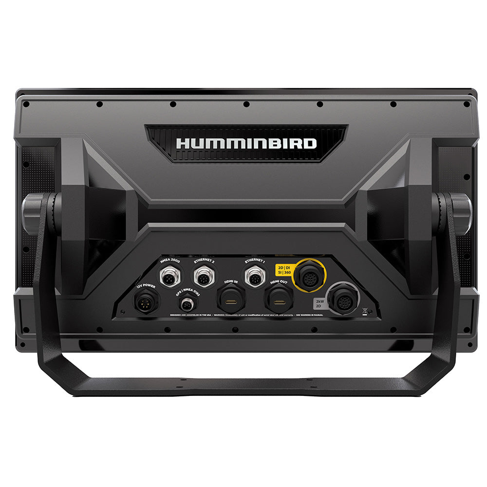 Humminbird APEX 16 VX MSI+ GPS fishfinder combo with transom mount transducer showing detailed screen display and mounting hardware.