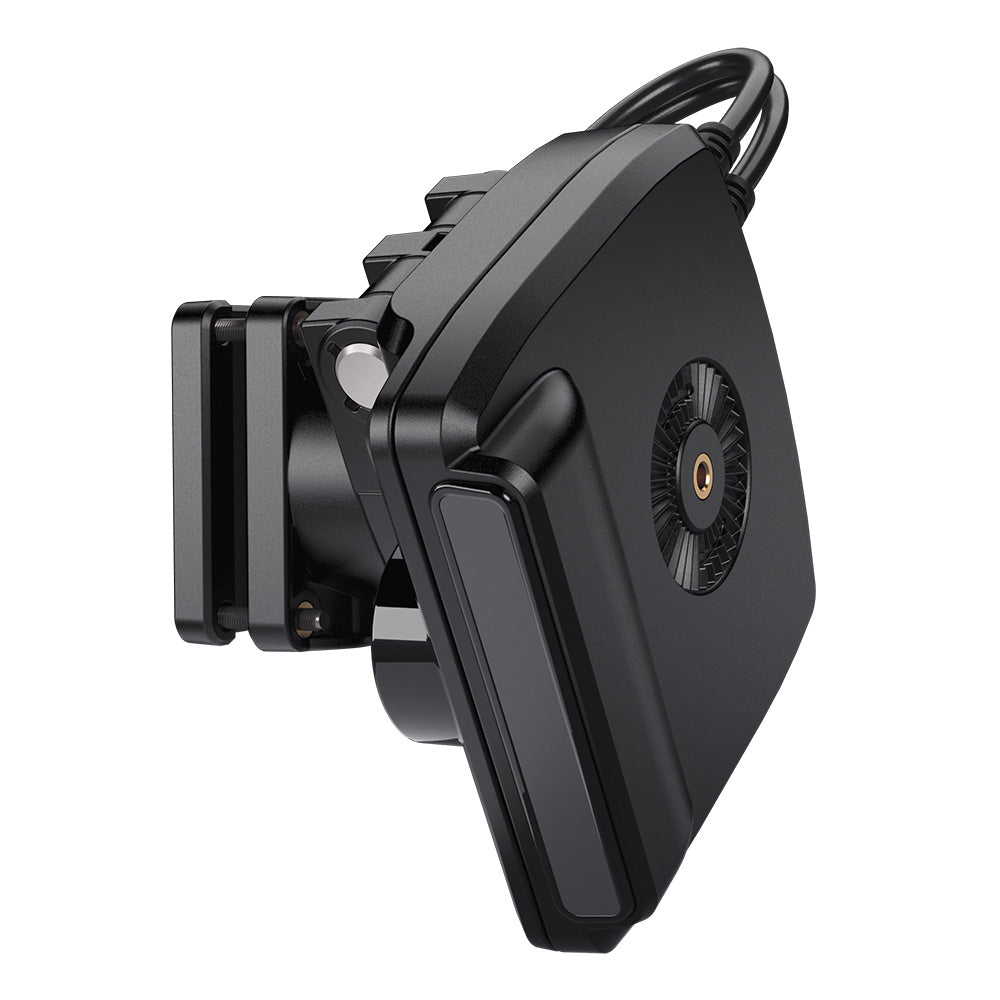 Humminbird Mega Live 2 forward-facing sonar transducer mounted on a boat for detailed underwater imaging.