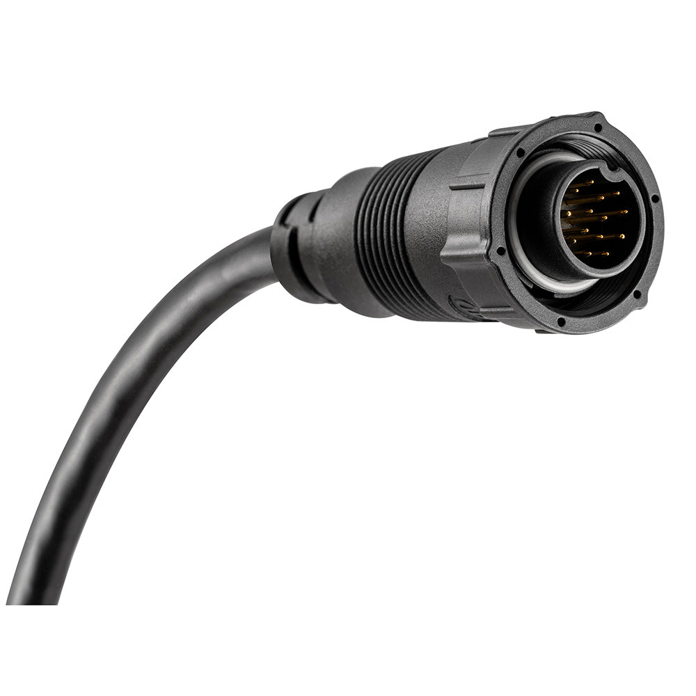 Humminbird XM-14-HW-CMSI-T compact MEGA Side Imaging+ transducer for fish finders, showing the transducer with mounting hardware.
