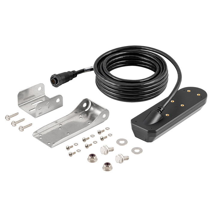 Humminbird XM-14-HW-CMSI-T Compact MEGA Side Imaging+ Transducer for fish finders, showing the transducer with mounting details.