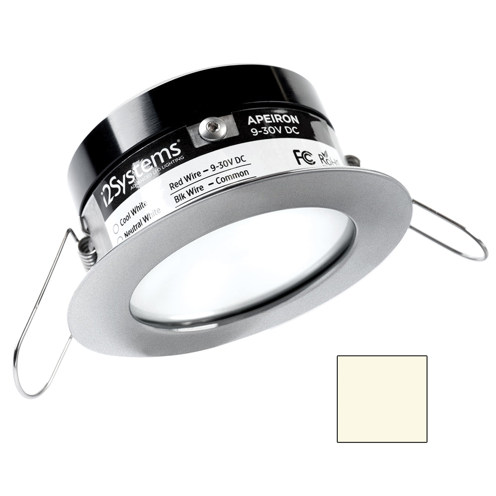 i2Systems Apeiron PRO A503 3W round spring mount down light in brushed nickel finish with neutral white illumination