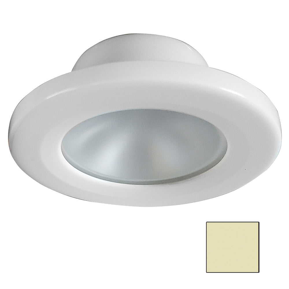Round i2Systems Apeiron screw mount dome light with warm white finish, ideal for downlighting in modern interior spaces.