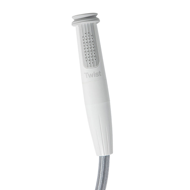 Whale Marine Whale Twist MK2 shower mixer in white, mounted as an accessories component with a sleek finish and modern design