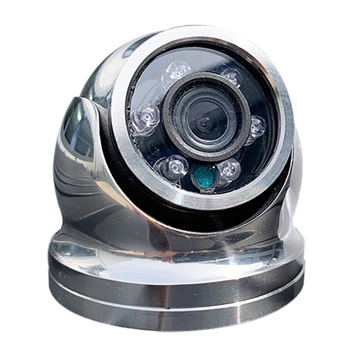 Iris Innovations 3MP IP mini dome camera with 2MP resolution, 120-degree HFOV, 2.8mm lens, and stainless steel housing.
