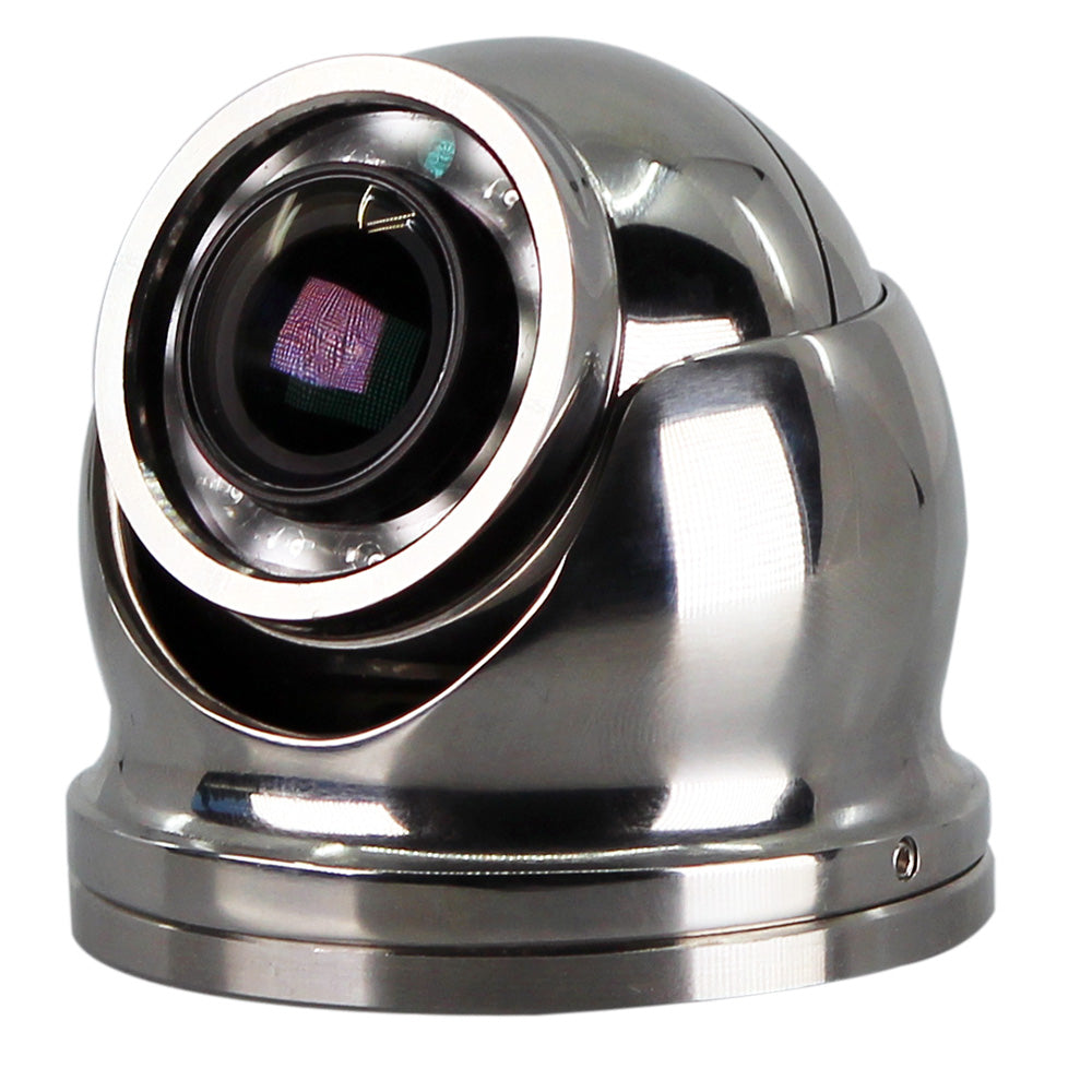 Iris Innovations 3MP IP mini dome camera with 2MP resolution, 120-degree view, 2.8mm lens, and stainless steel housing.