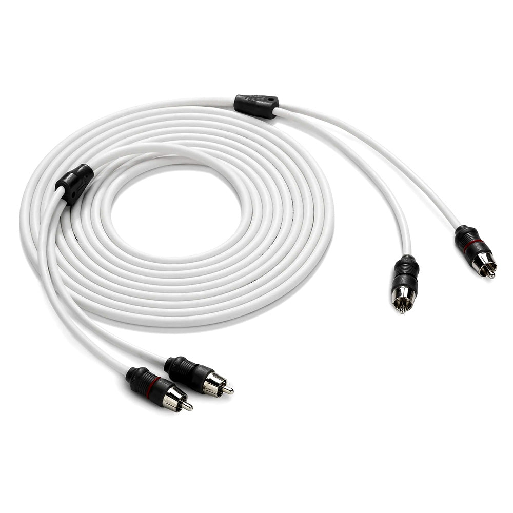 JL Audio 2-channel 12-foot marine RCA audio cable with white connectors, designed for marine audio system connections.