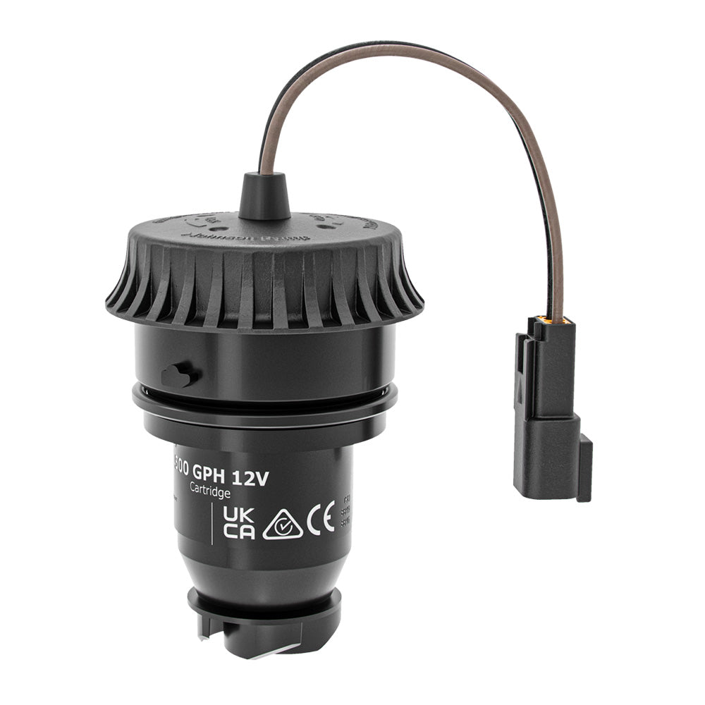 Johnson Pump Aqua Void bilge pump replacement cartridge motor, 500 GPH, showing the compact, durable pump component for boat bilge systems.