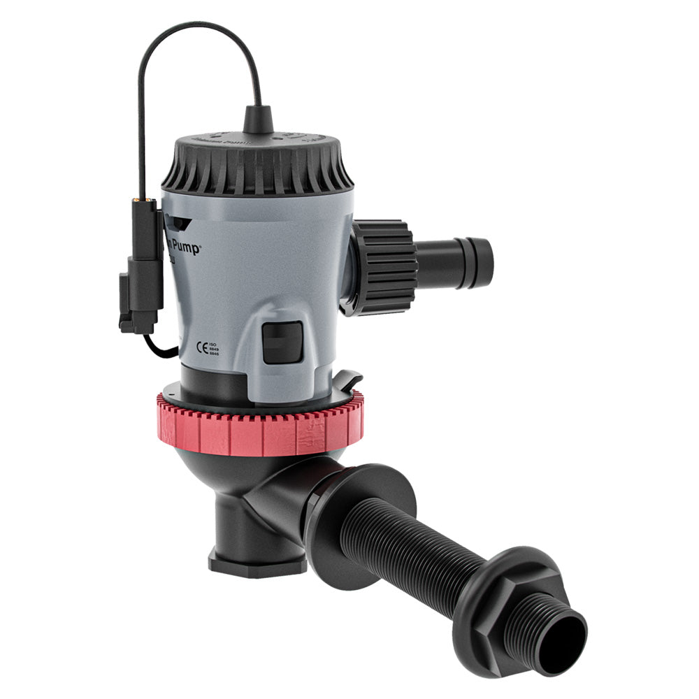 Johnson Pump Aqua O2 Flex Mount 800 GPH 12V aerator pump for livewell, with flexible mount and compact design.