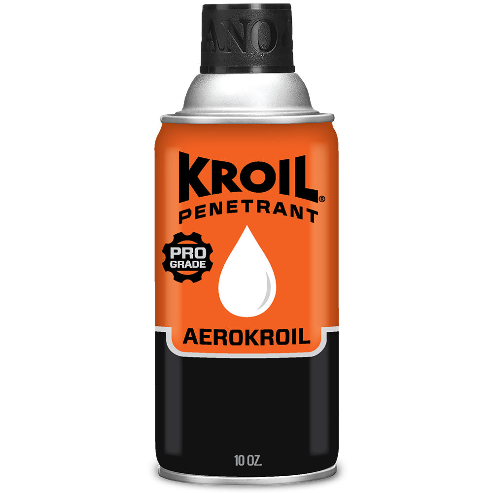 Kroil Original Penetrant aerosol can, 10oz, for cleaning and lubrication, featuring Aerokroil formula with a metal spray nozzle.