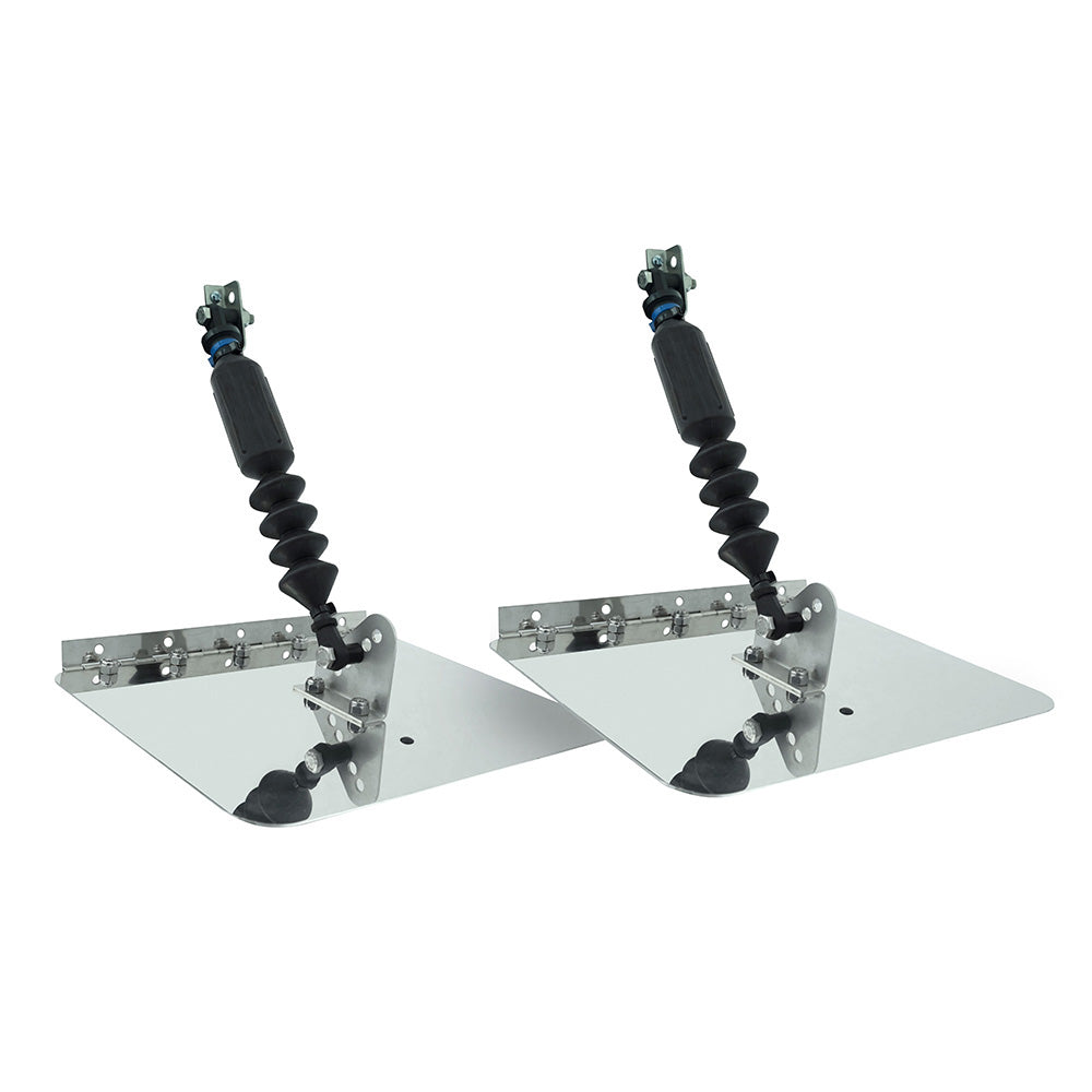 Lectrotab Smart Tab trim tabs for 18-22 ft boats with 150-240 HP, 12x9 inch size, installed on a boat hull.