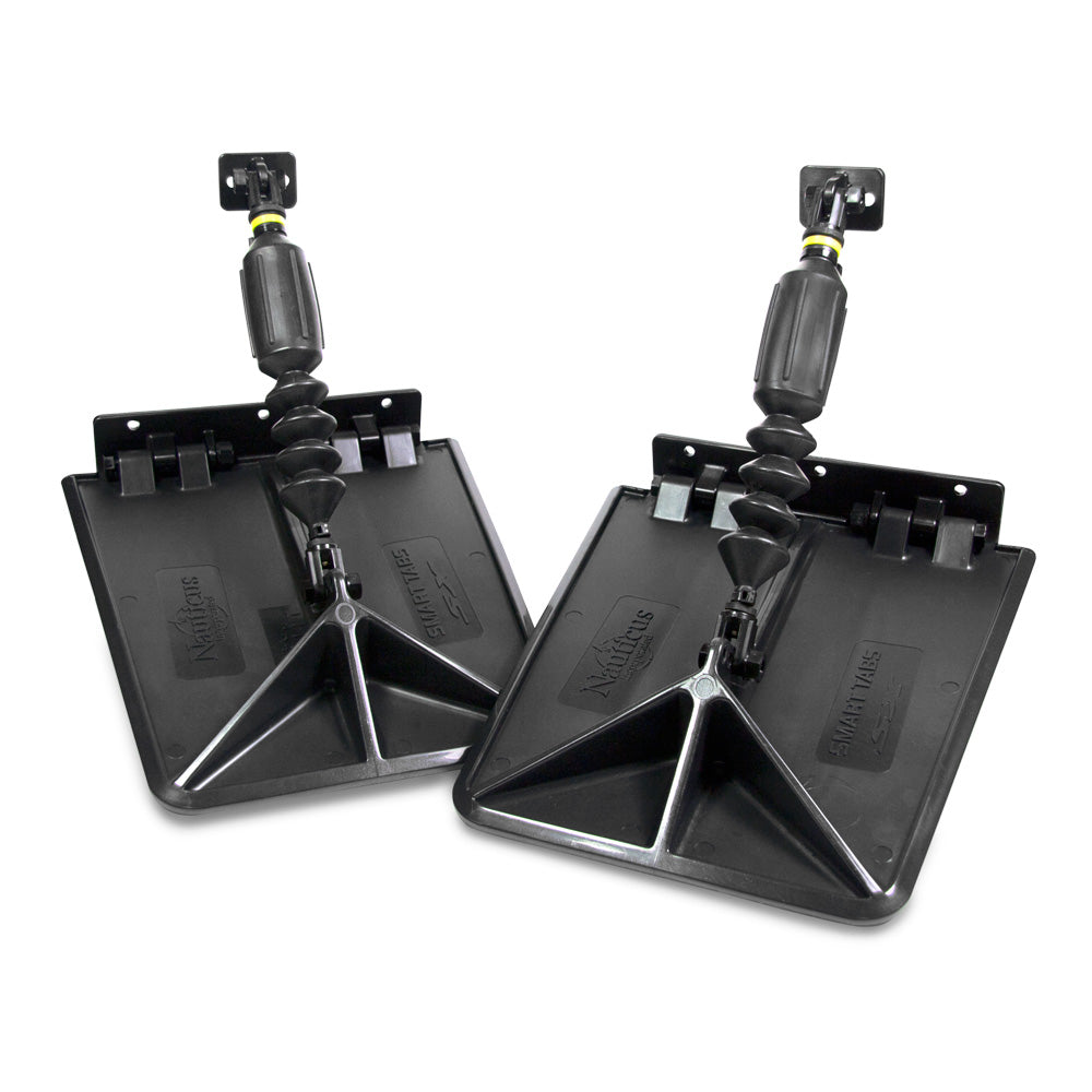 Lectrotab Smart Tabs SX Series trim tabs for boats, 10.5 x 12 inches, suitable for 21-25 ft boats up to 350 HP, installed on a vessel.