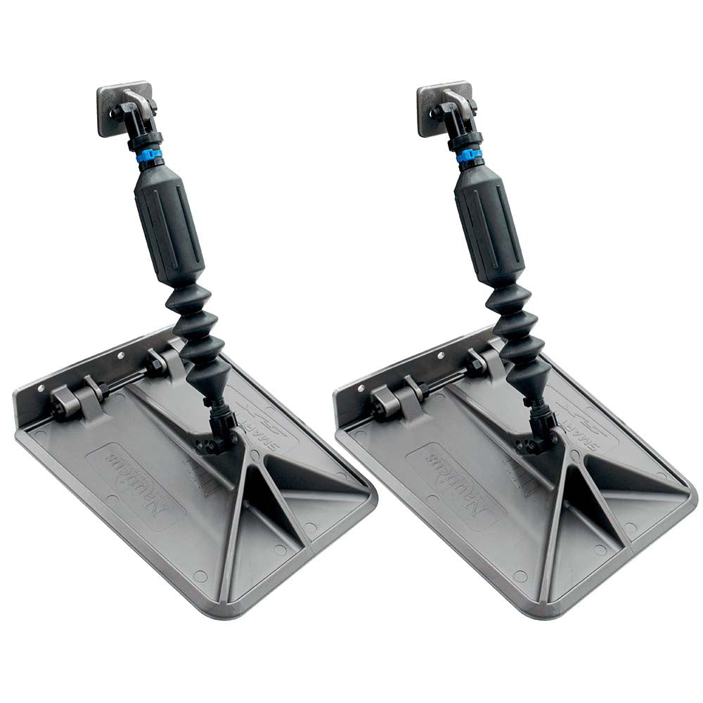 Lectrotab Smart Tabs SX trim tabs for boats, 9.5 x 10 inches, gunmetal grey with 40lb actuators, suitable for 12-16 ft boats.