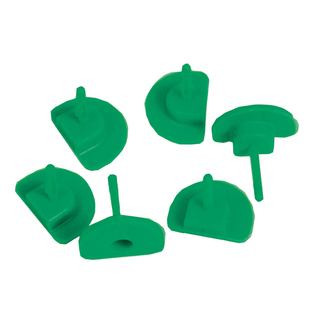 Six green replacement pins for Leland Maximum Inflation accessories, durable and easy to install.