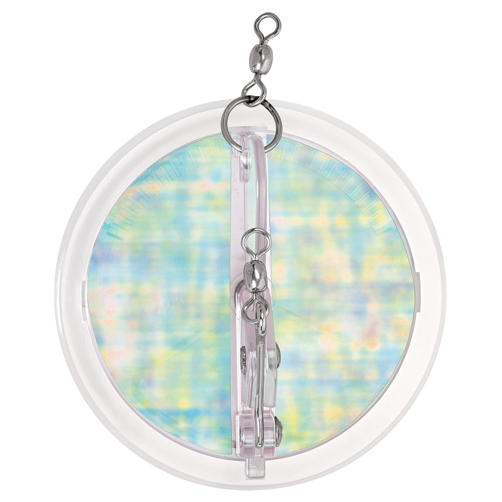 Luhr-Jensen 4-1/8" Dipsy Diver hard and soft bait in clear with UV Moon Jelly bottom, designed for fishing applications.