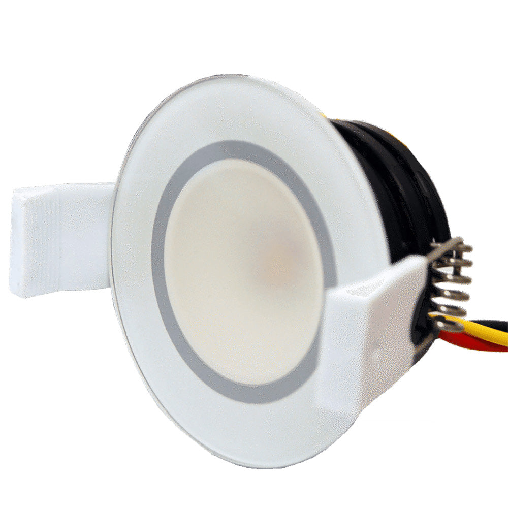 Lumishore LUX DL50 5 Watt downlight with white bezel, dome-style LED lighting for indoor or outdoor use.