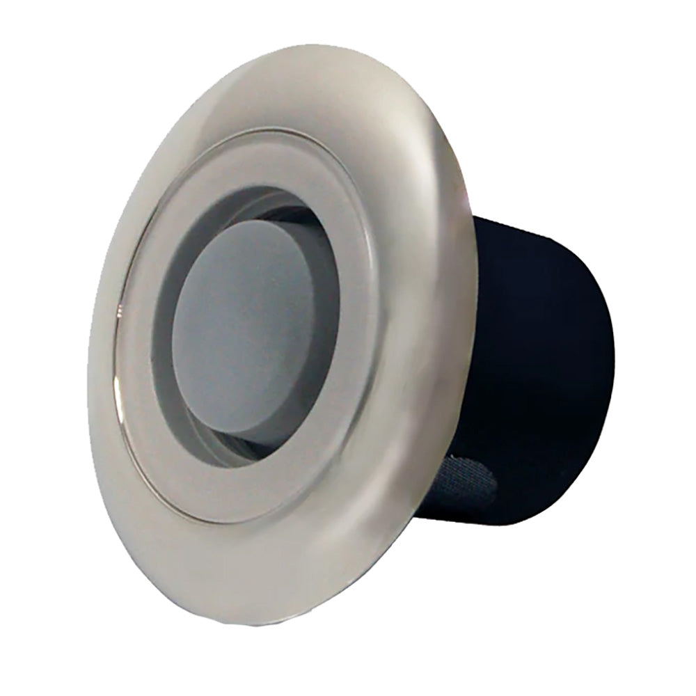 Lumishore LUX CL25 interior courtesy light with CRGBW LEDs and chrome bezel, used for interior lighting and ambiance.