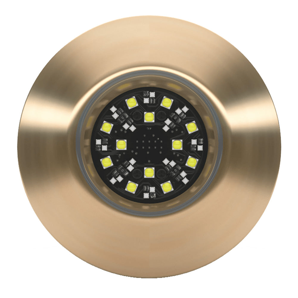 Lumishore SUPRA TIX404 underwater lighting with interchangeable thru-hull for marine boat illumination, installed on a vessel.