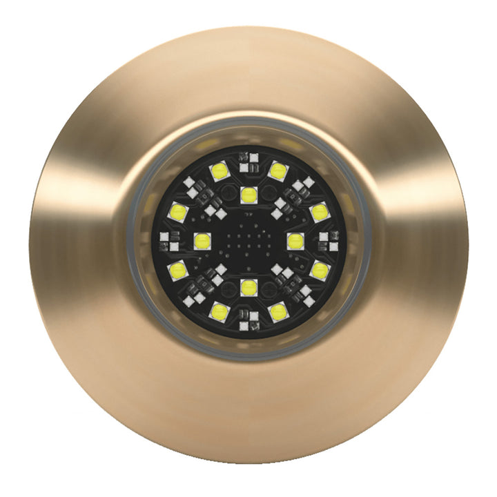 Lumishore SUPRA TIX404 underwater lighting with interchangeable thru-hull for marine boat illumination, installed on a vessel.