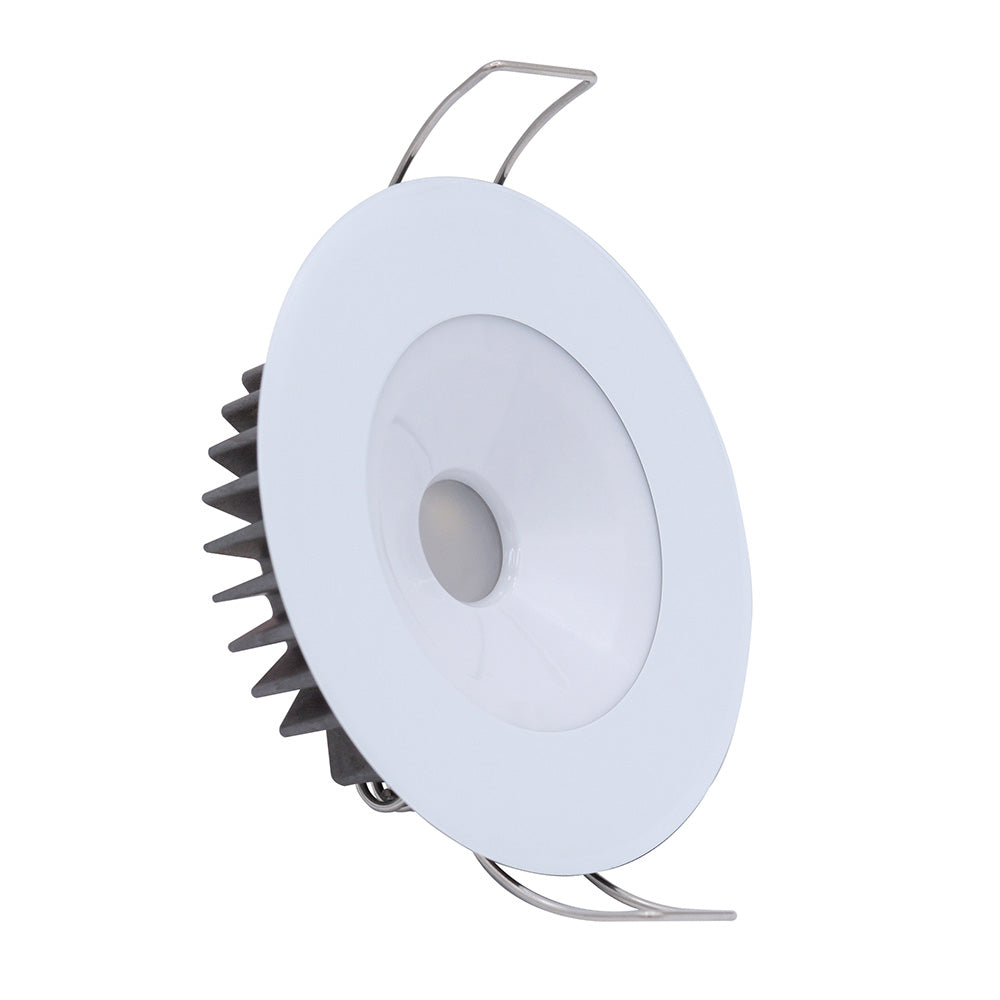 Lumitec Illusion flush mount LED down light with spectrum RGBW and cool white, white housing, ideal for dome or down lighting.