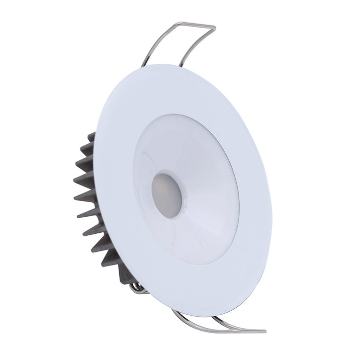Lumitec Illusion flush mount LED down light with spectrum RGBW and cool white, white housing, ideal for dome or down lighting.