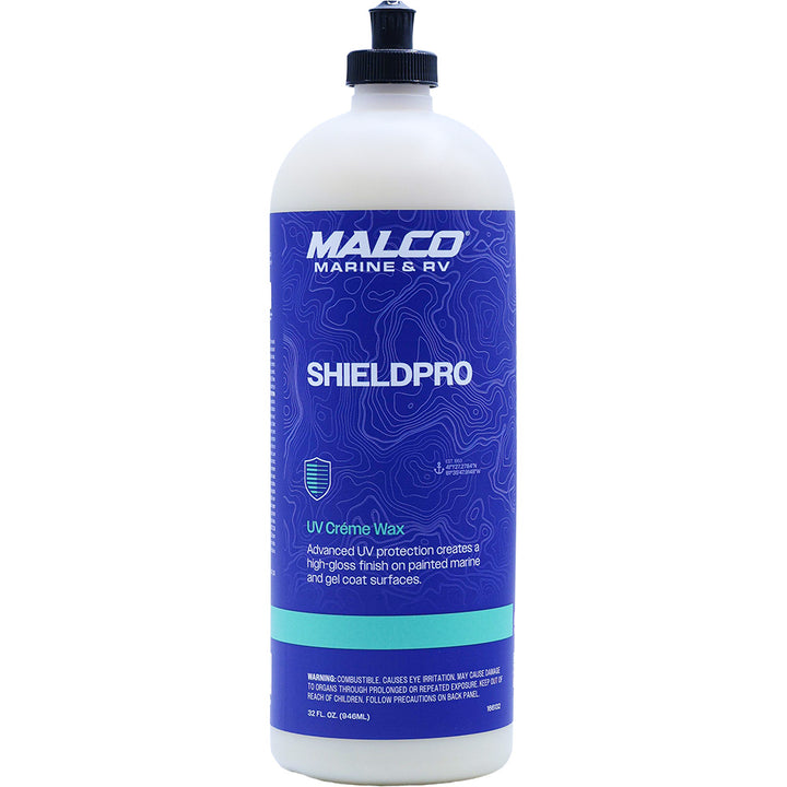 Malco ShieldPro UV Crème Wax in a 32oz container, used for cleaning and protective waxing applications.