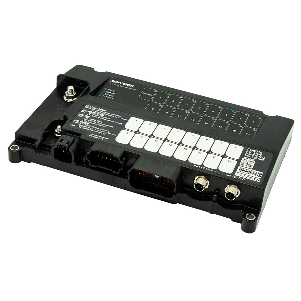 Maretron MPower 16-channel DC load controller module with NMEA 2000 connectivity for marine monitoring, without connectors.
