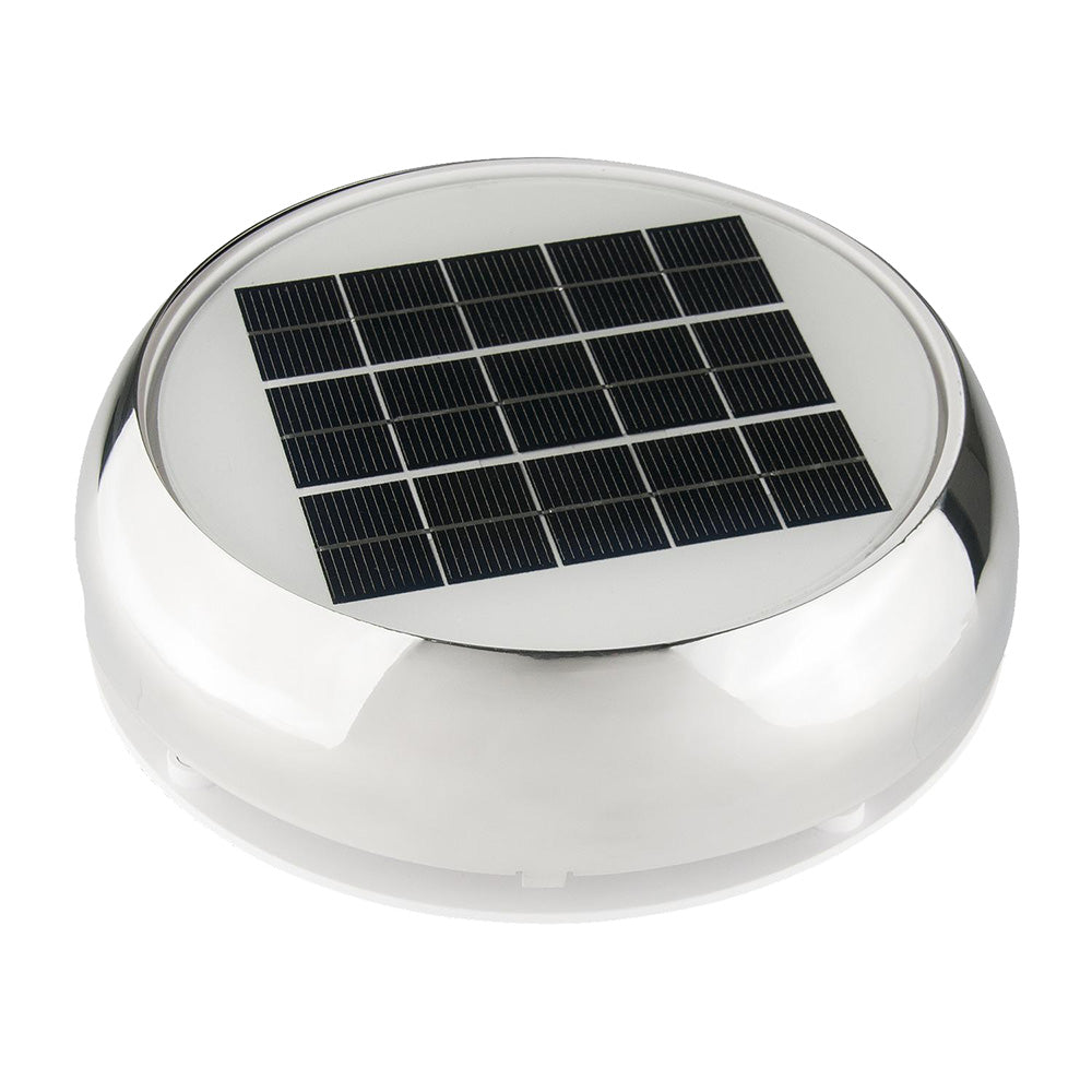 Stainless steel Marinco 3-inch Day/Night Solar Vent for heaters and dehumidifiers, designed for efficient airflow and ventilation.