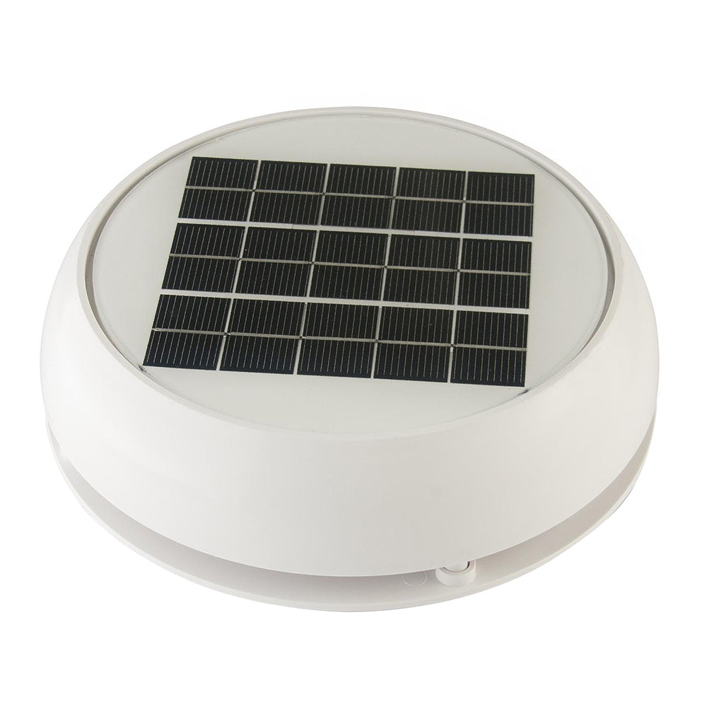 Marinco 3-inch Day/Night Solar Vent in white, designed for heaters and dehumidifiers to improve airflow and ventilation.