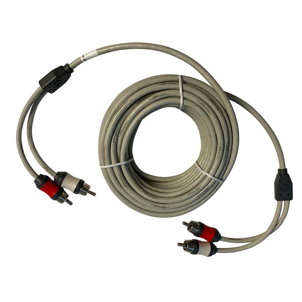 Marine Audio RCA cable twisted pair, 30-foot (9m) length, showing the durable cable with connectors for marine audio systems.