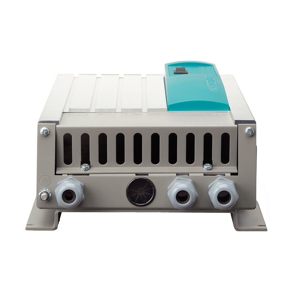 Mastervolt Mass 24/25-2 25 Amp 24V battery charger showing its compact design and connection ports for marine or RV batteries.