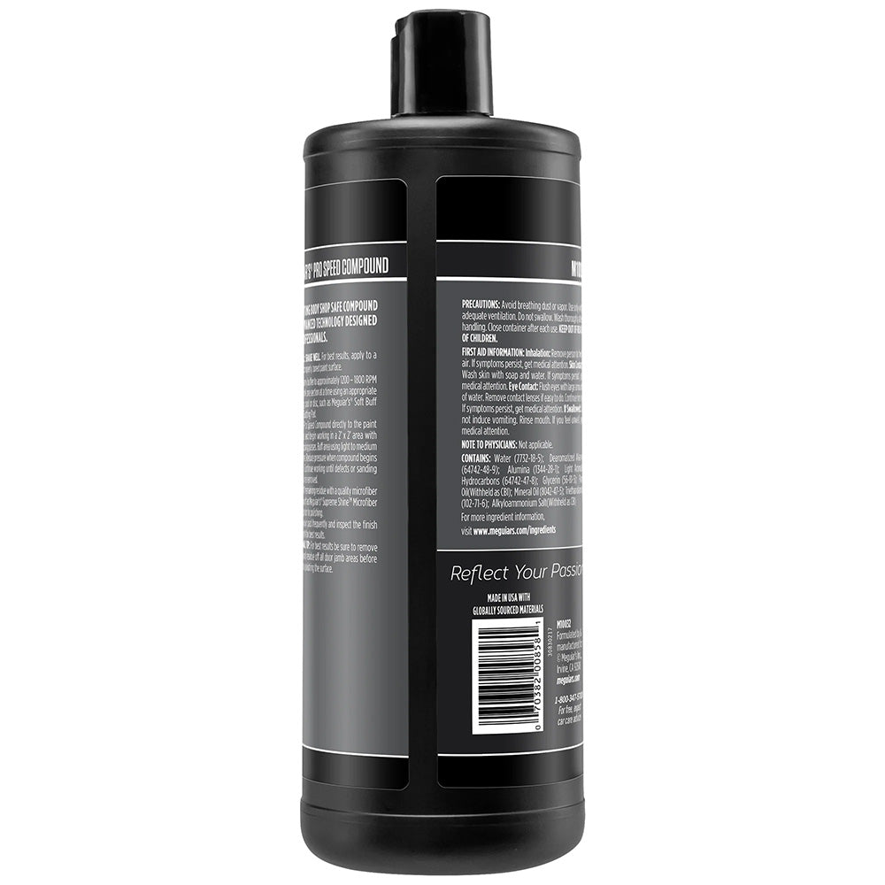 Meguiar's Professional Pro Speed Compound 32oz cleaning product for car polishing and detailing.