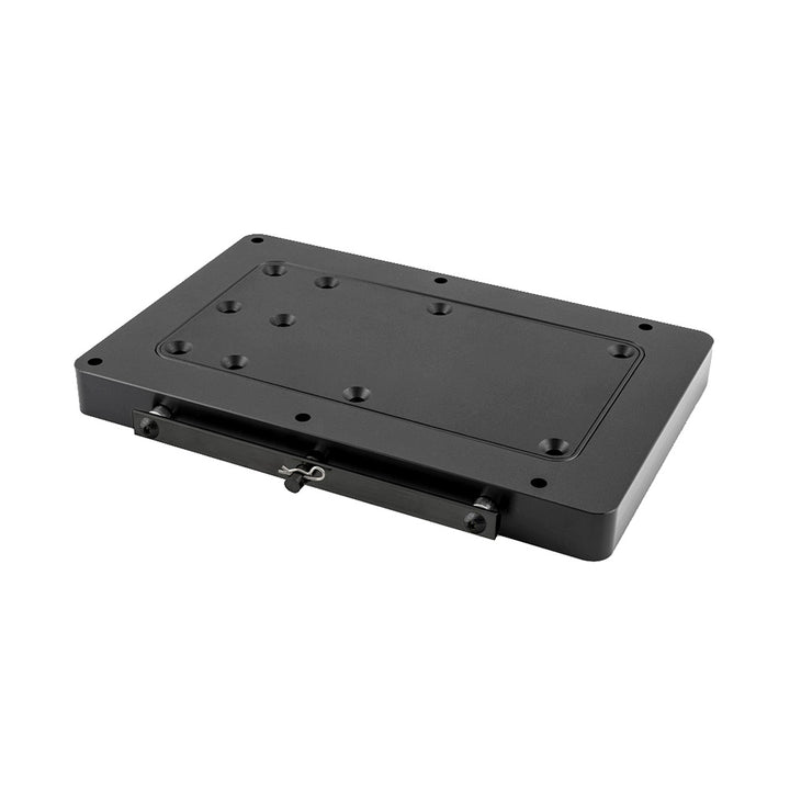 Minn Kota MKA-56 Quick Release Bracket for trolling motor accessories, shown mounted on a trolling motor.