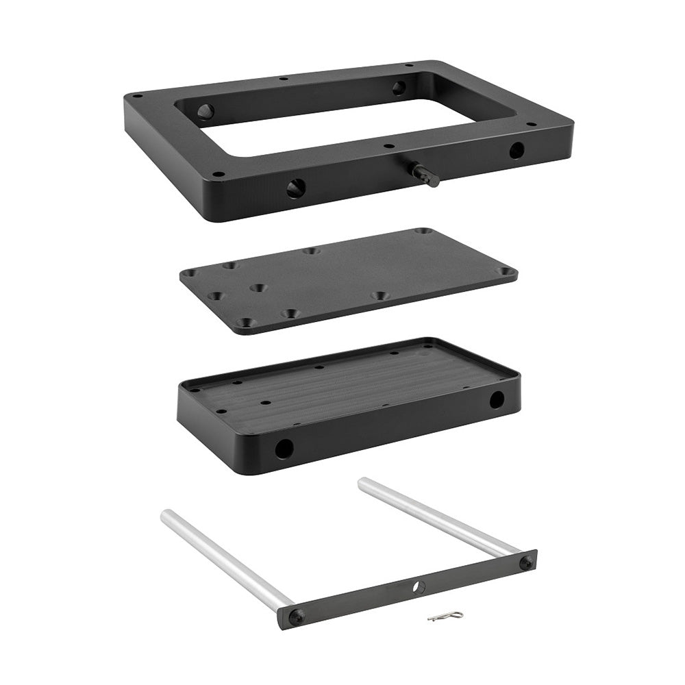 Minn Kota MKA-56 Quick Release Bracket for trolling motor accessories, shown mounted on a trolling motor.