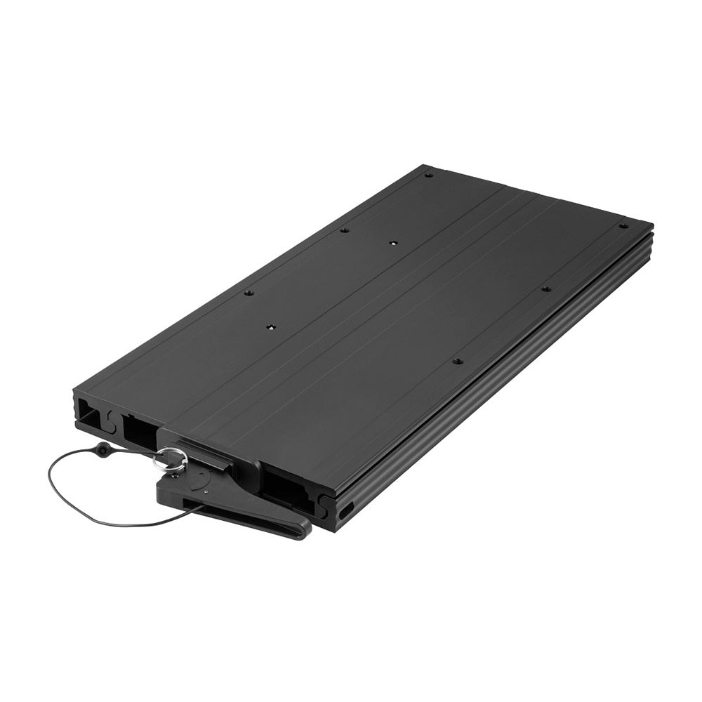 Minn Kota MKA-57 Quick Release Bracket for trolling motor accessories, shown attached to a trolling motor for easy removal.