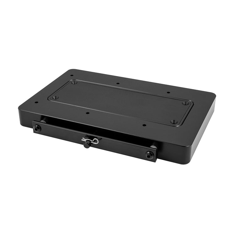 Minn Kota MKA-64 Quick Release Bracket for trolling motor accessories, shown attached to a boat&