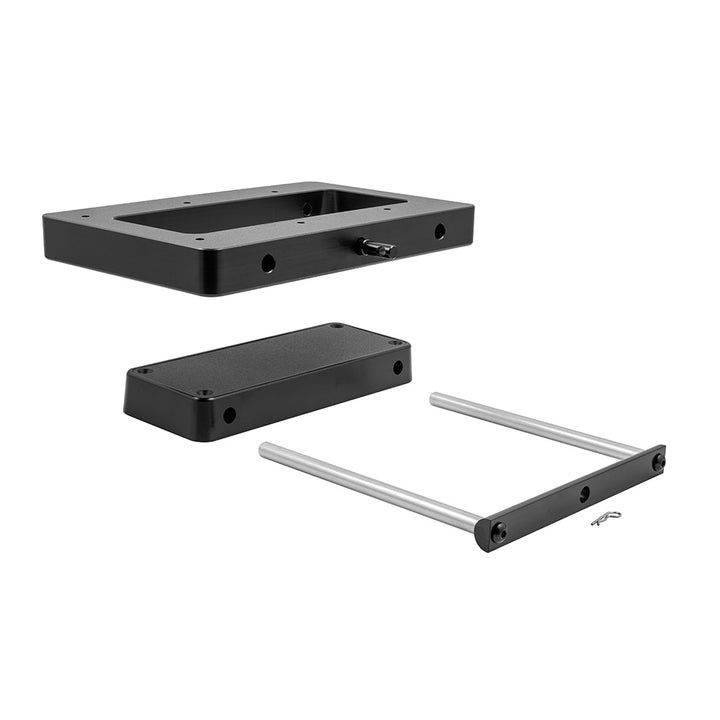 Minn Kota MKA-64 Quick Release Bracket for trolling motors, shown mounted on a boat for easy removal and secure attachment.