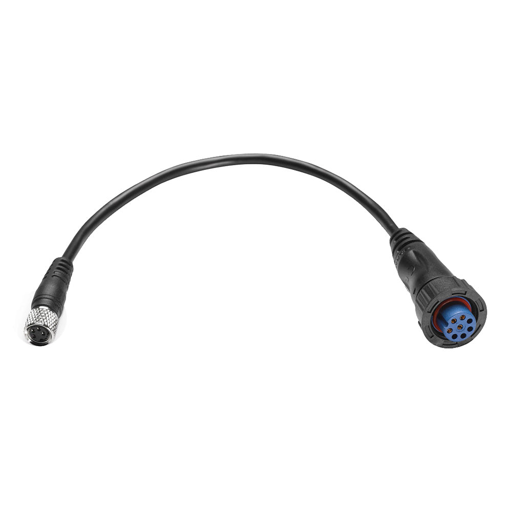 Minn Kota MKR-DSC-14 DSC transducer adapter cable for Garmin 8-pin trolling motor accessories, with connector details visible.
