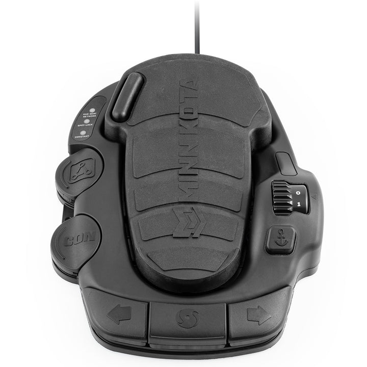 Minn Kota Terrova Riptide QUEST corded foot pedal for trolling motor accessories, with foot control buttons and cable connection.