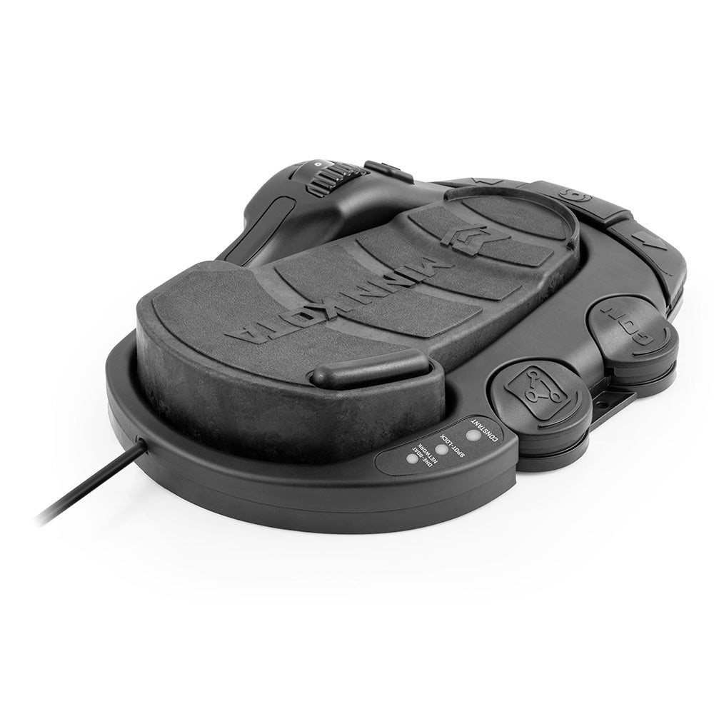 Minn Kota Terrova Riptide QUEST corded foot pedal for trolling motor accessories, showing the pedal with control buttons.