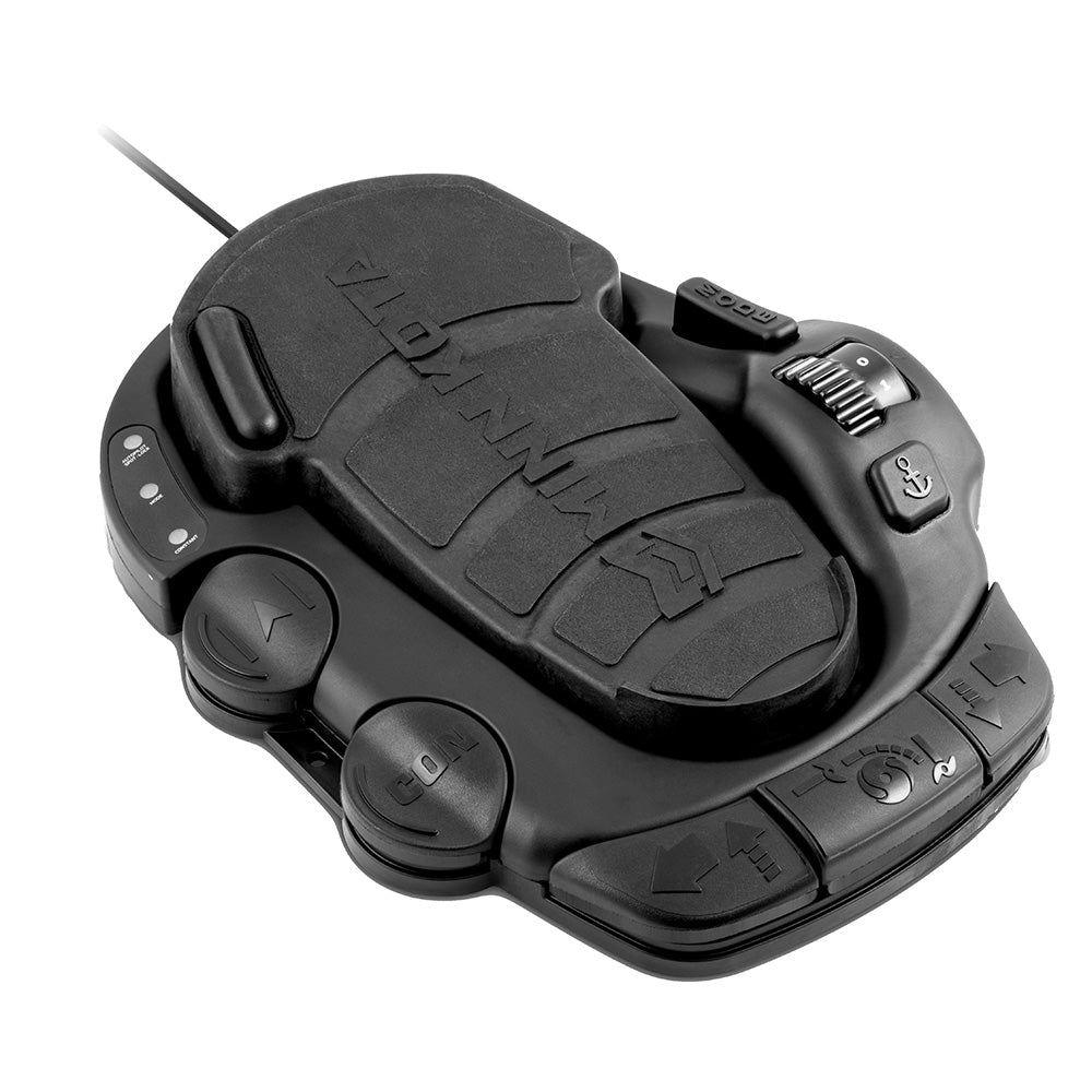 Minn Kota Ulterra/RT Ulterra corded foot pedal for trolling motor accessories, featuring foot controls and wiring connection.