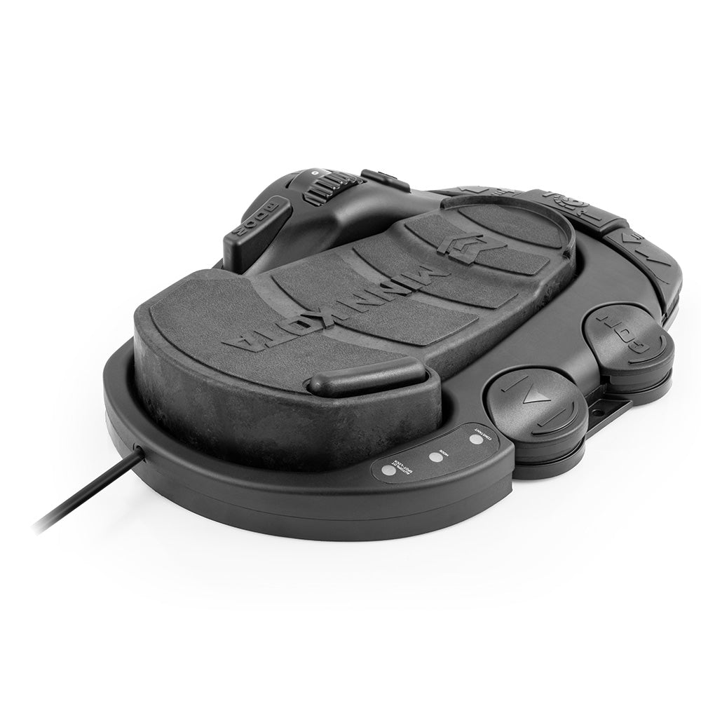 Minn Kota Ulterra/RT Ulterra corded foot pedal for trolling motor accessories, featuring control buttons and foot-activated operation.