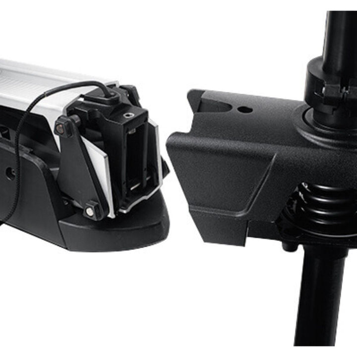 Minn Kota Fortrex 80 trolling motor with Dual Spectrum CHIRP, 24V, 80lb thrust, 45-inch shaft, mounted on a boat.