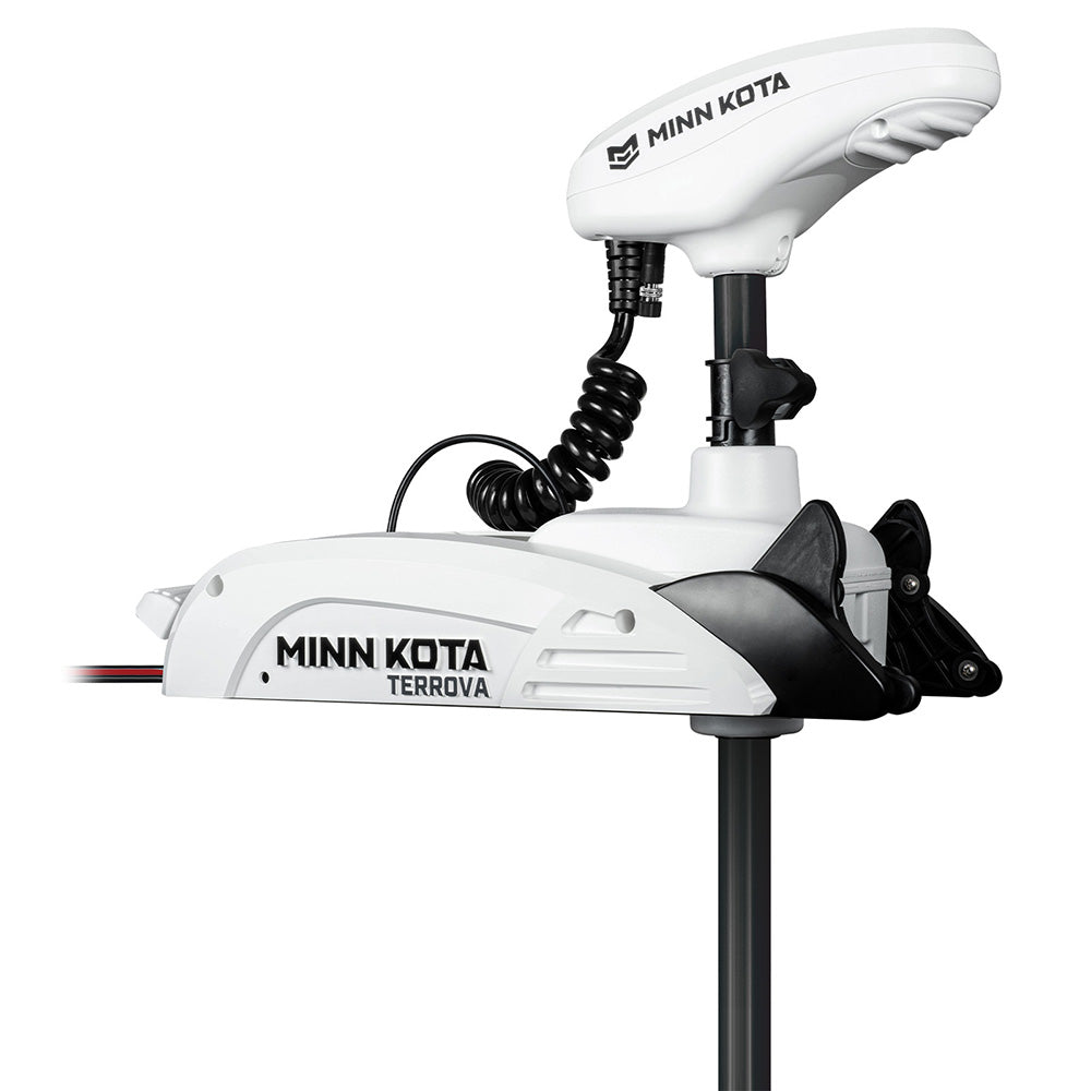 Minn Kota Kayak Riptide Terrova 55 trolling motor with 36-inch shaft, 55lb thrust, 12V, mounted on a kayak.