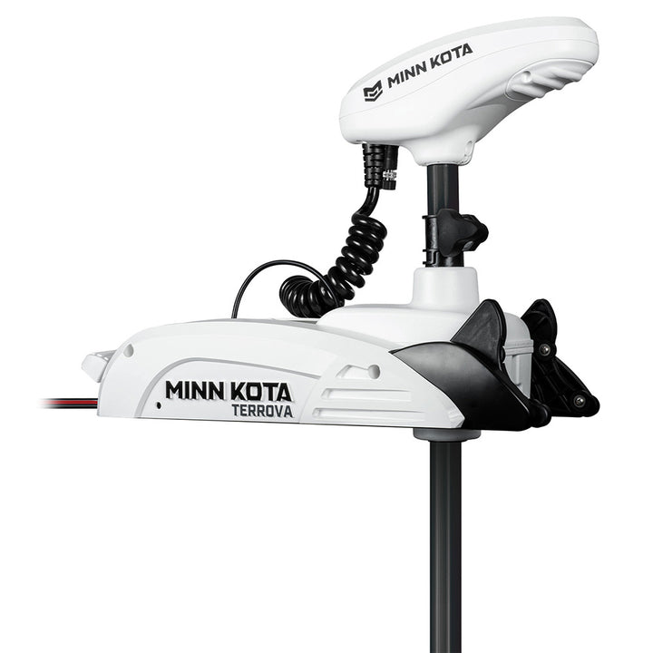 Minn Kota Kayak Riptide Terrova 55 trolling motor with 36-inch shaft, 55lb thrust, 12V, mounted on a kayak.
