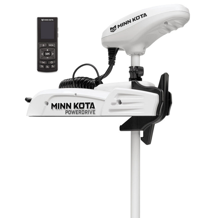 Minn Kota Riptide PowerDrive 55 trolling motor with wireless remote, 12V, 55lb thrust, 54-inch shaft for fishing boats.
