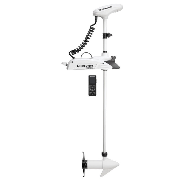 Minn Kota Riptide Terrova 55 trolling motor with wireless remote, 12V, 55lb thrust, 54-inch shaft for boat trolling.