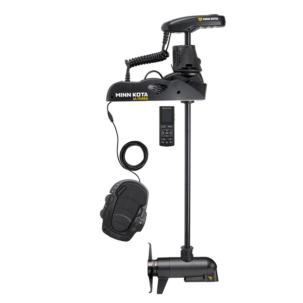 Minn Kota Ulterra 80 trolling motor with wireless remote and Mega Down Imaging, 24V, 80lb thrust, 60-inch shaft for fishing boats.